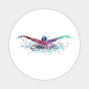 Boy Swimming Butterfly Stroke Watercolor Sport Gift Magnet